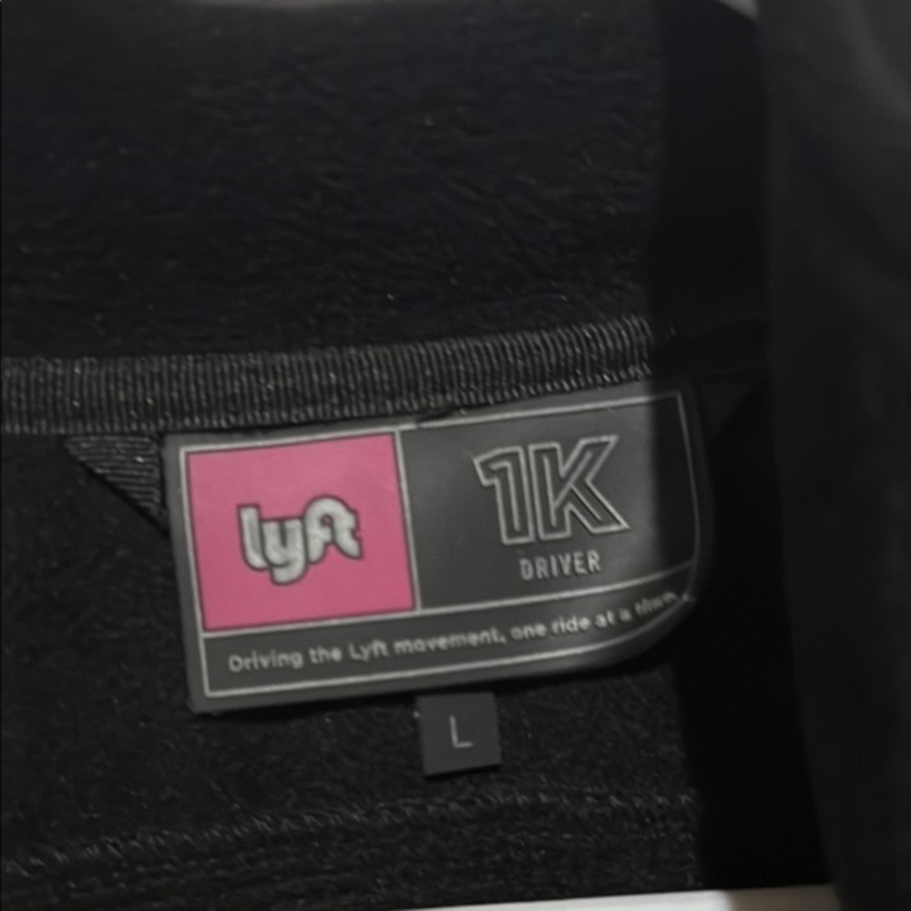 Lyft 1k driver fleece lined soft shell Men's Black Jacket Sz large